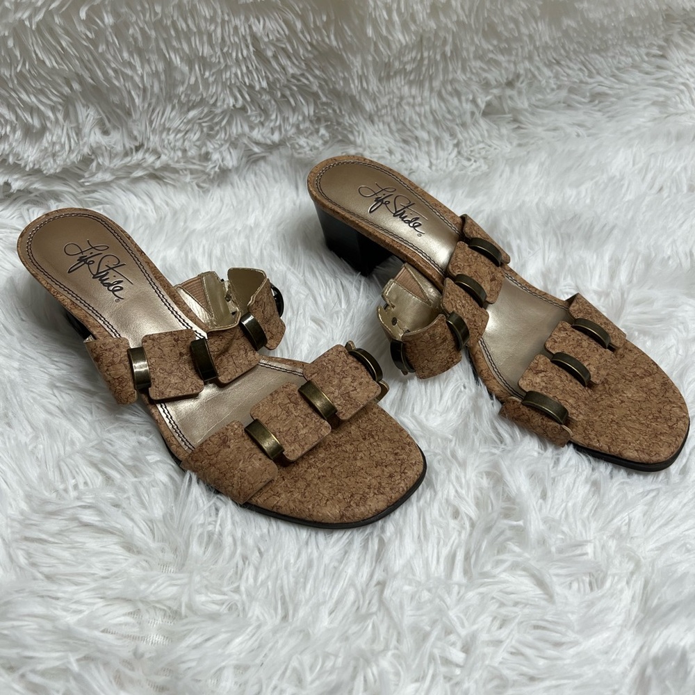 Trendy Life Stride Cork Sandals Low Heel Coastal Grandma